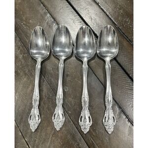 Reed & Barton Select BAROQUE Set 4‎ Tablespoons Spoon Stainless Flatware Flowers